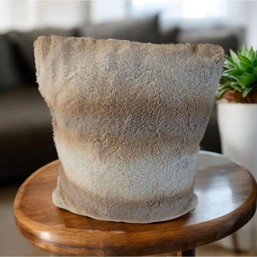 Cozy Tan and Cream Fuzzy Soft Couch Bed Comfy Y2k Pillow One Unisex Home House